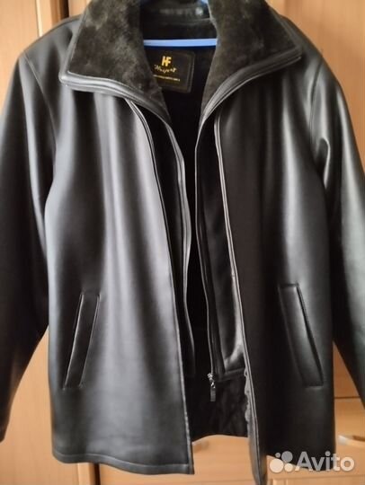 Кожаная куртка мужская утепленная