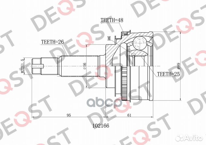 ШРУС lexus RX 300 00-03 наружний(ABS) 102166 deqst