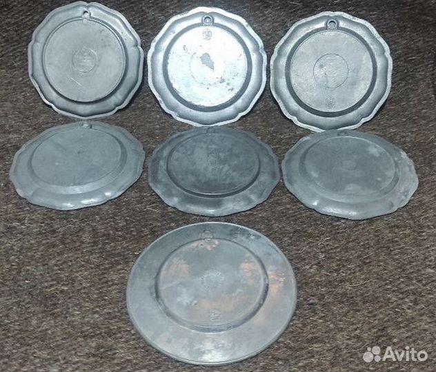 Тарелочки декоративные, олово, фарфор, Германия