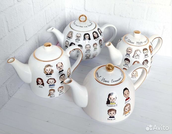 Подарок учителю, воспитателю чайник ручная роспись