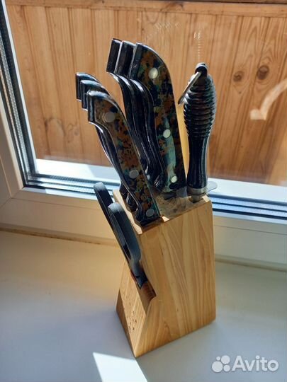 Набор кухонных ножей с деревянной подставкой Набор