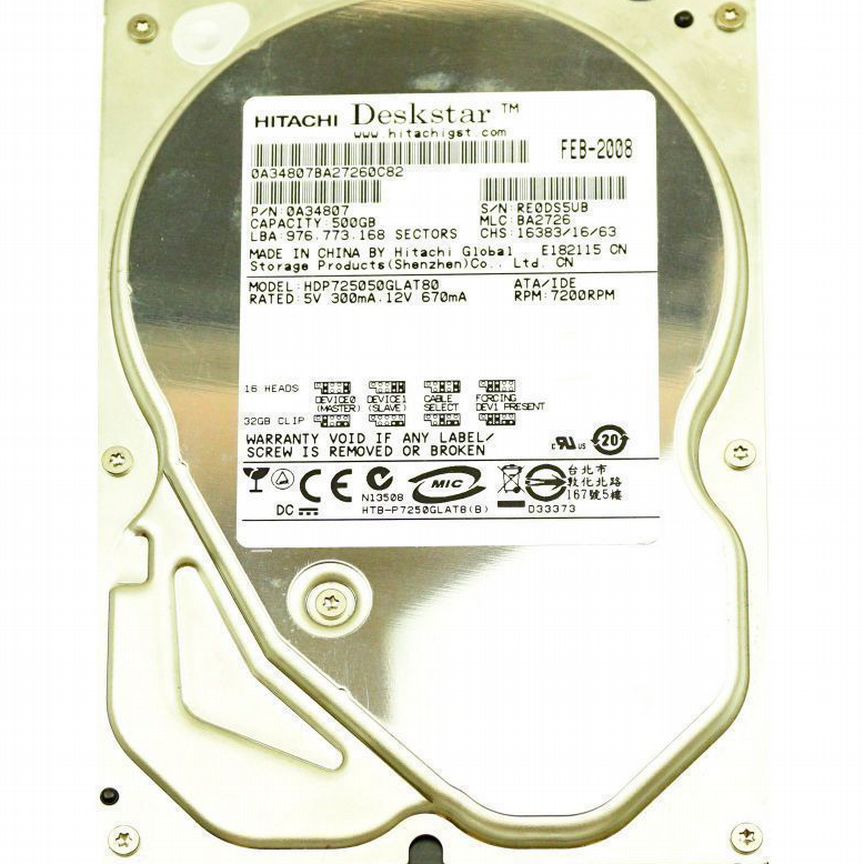 [HDP725050GLAT80] Жесткий Диск Hitachi 500gb Ide Hdp725050glat80
