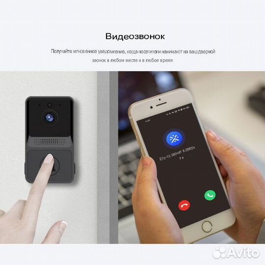 Беспроводной видеодомофон Wi-Fi, дверной звонок, видеосигнализация с бесплатным облачным сервисом