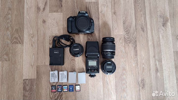 Фотоаппарат Canon 600d, вспышка, 3 объектива