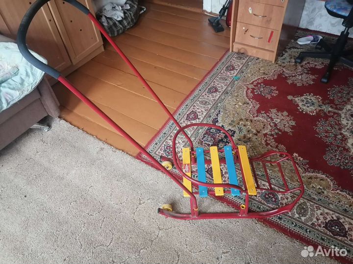 Детские санки коляска с колесами