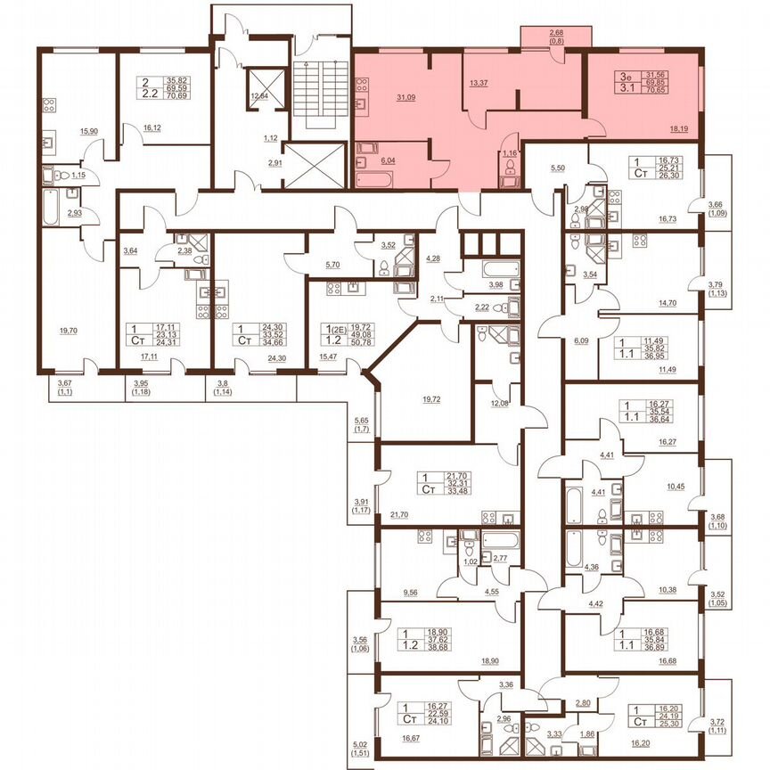 3-к. квартира, 70,7 м², 4/11 эт.