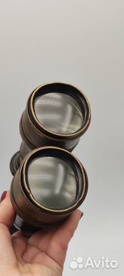 Бинокль кожа латунь, антикварный нач. XX в.Н1828 О