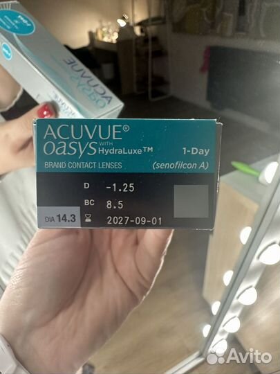 Линзы acuvue oasys 1 day -1,0 и -1,25