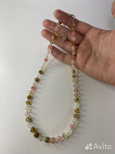 Бусы из камней кварц арбузный 45 см