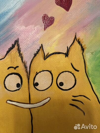 Картина влюблённые котики