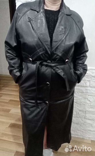 Кожаный плащ женский 48-50 размер