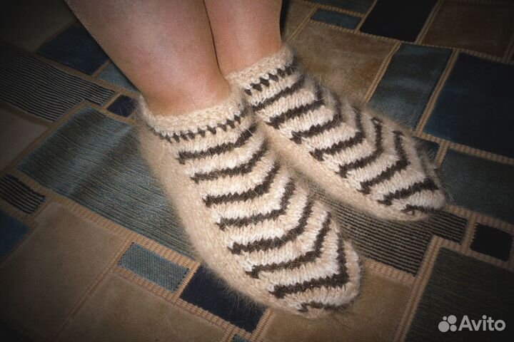 Следки женские из собачьей шерсти Триколор