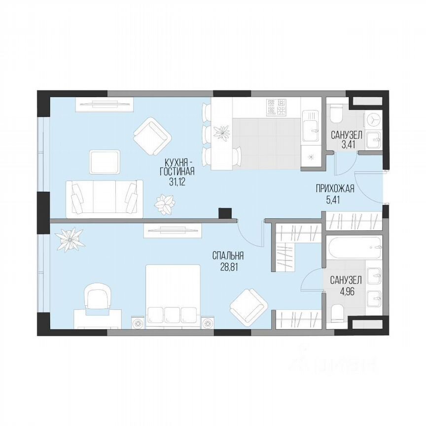 1-к. квартира, 73,7 м², 4/6 эт.