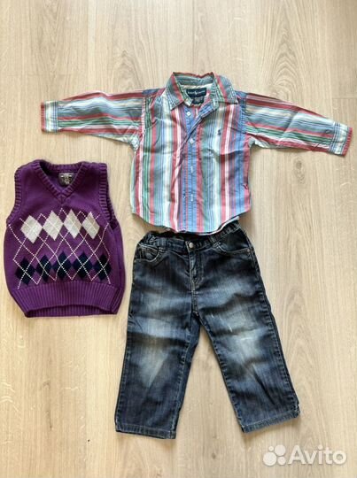Комплект джинсы + рубашка + жилет (18мес)