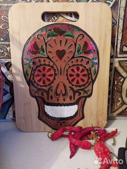 Доска разделочная, сервировочная Sugar Skull