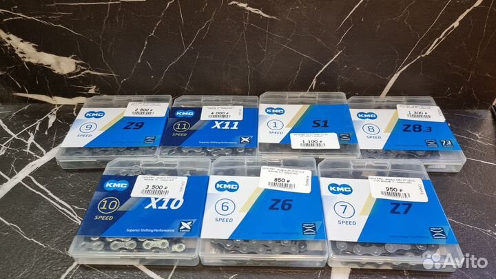 Цепи KMC x10 x11 z9 z8.3 z7 z6 s1 разные