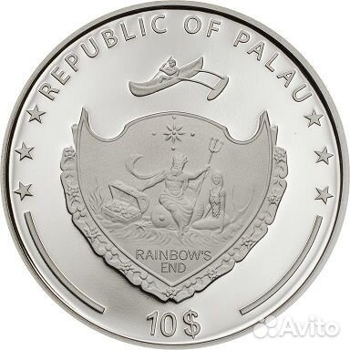 Монета Мак серебро Палау 2019 год футляр
