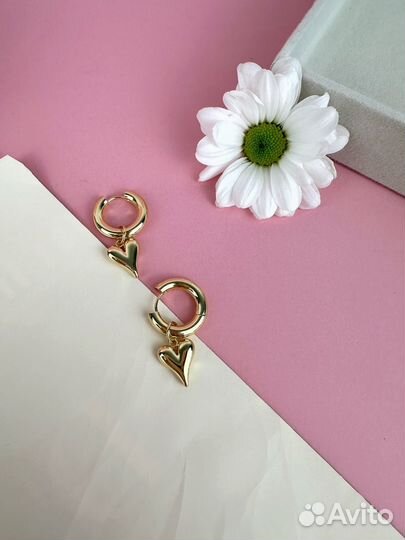 Серьги конго с сердечками