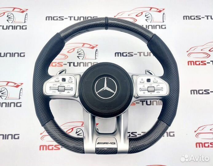 Руль Mercedes 63 AMG карбон активный круиз подушка