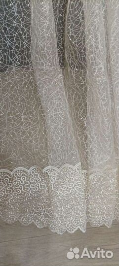 Тюль 230 на 500,широкая тесьма