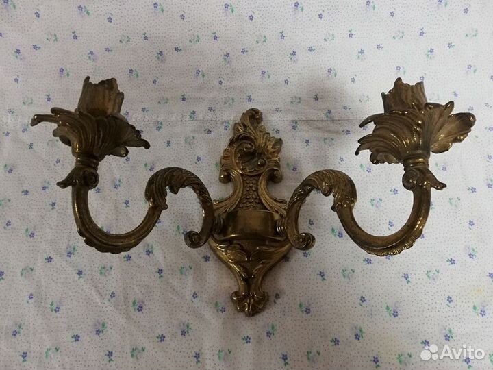 Старинный настенный подсвечник Бронза