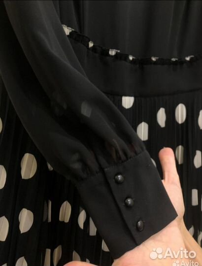 Платье новое шифоновое в горошек Польша, р.46