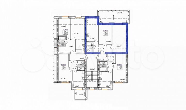 2-к. квартира, 55,6 м², 2/3 эт.