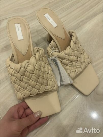 Кожаные шлепки мюли H&M 37, 38