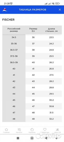 Лыжные ботинки fisher 41 RUS (42 EU)