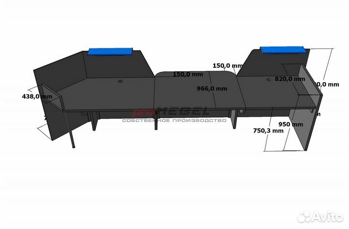 Ресепшен чёрный с искуственным камнем