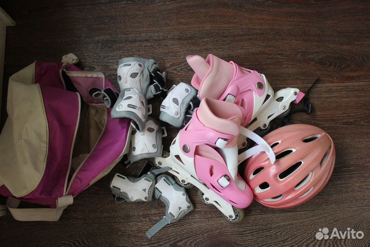 Ролики раздвижные 36-38, защита, сумка и шлем