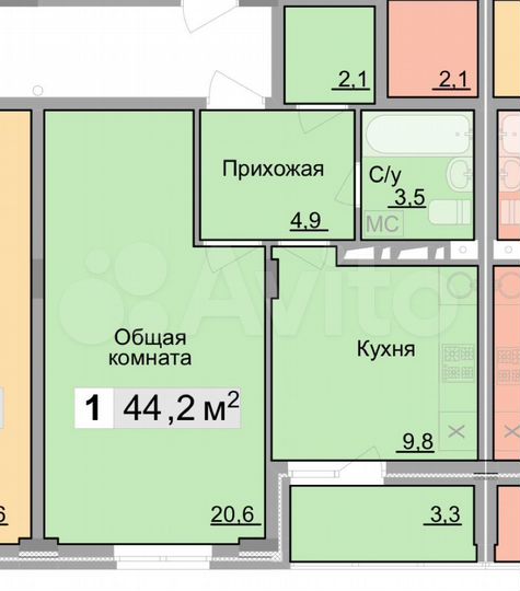 1-к. квартира, 44,2 м², 10/10 эт.