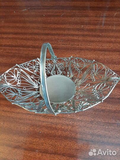 Мельхиоровая конфетница скань СССР