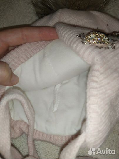 Шапка зимняя с помпоном из натурального меха 50-52