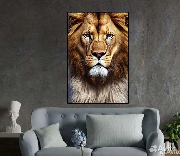 Лев картина в интерьер