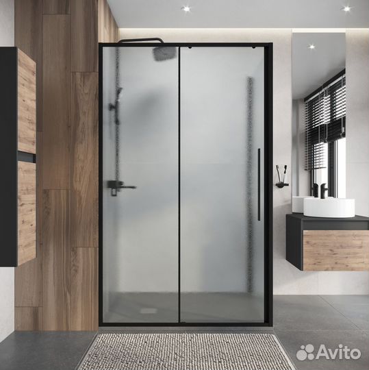 Душевая дверь Niagara Nova 120 NG-84-L12CHB профиль черный матовый/стекло шиншилла