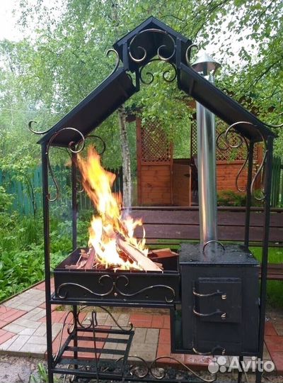 Мангал с печкой под казан