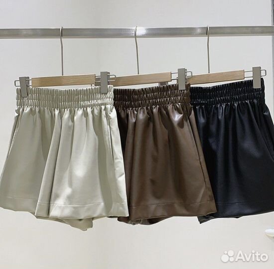 Новые Шорты женские кожаные