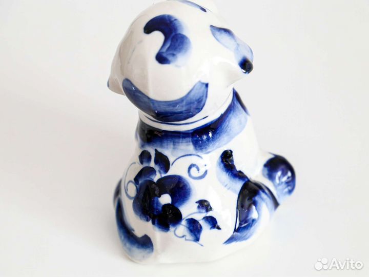 Статуэтка фарфор собака гжель