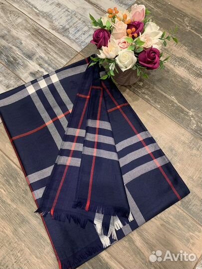 Кашемировый палантин шарф Burberry синий