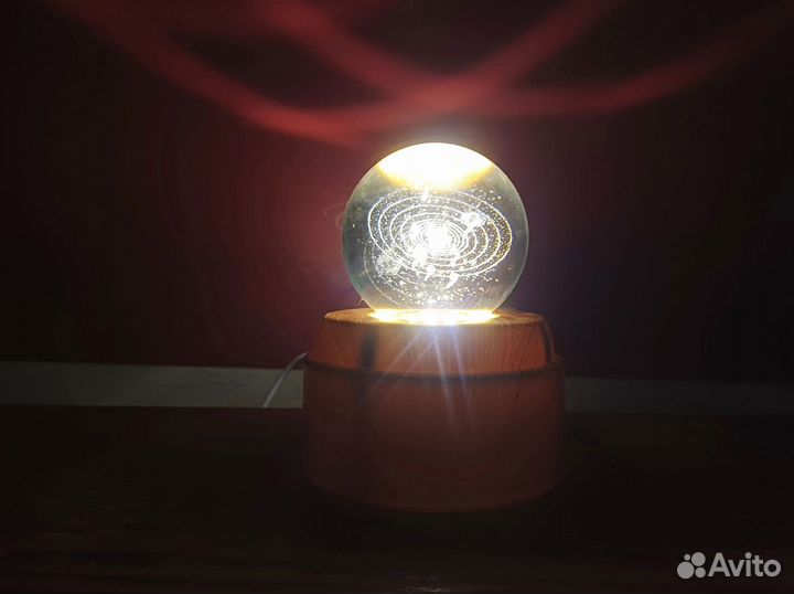 Ночник 3D стеклянный хрустальный шар