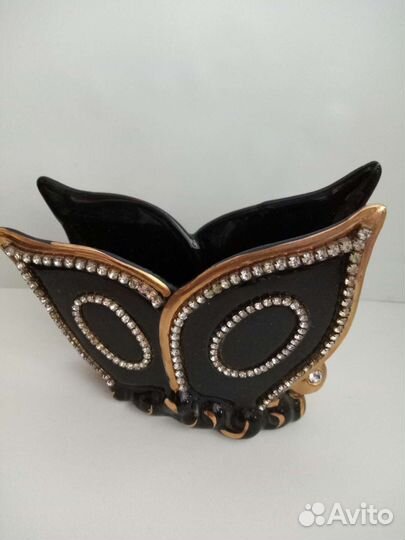 Салфетница винтажная черная золото