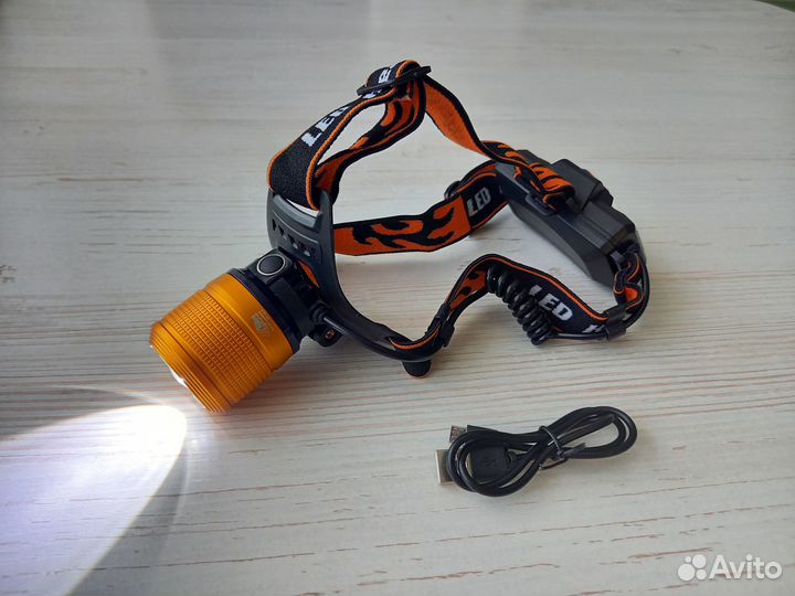 Налобный фонарик с зумом 4 режима