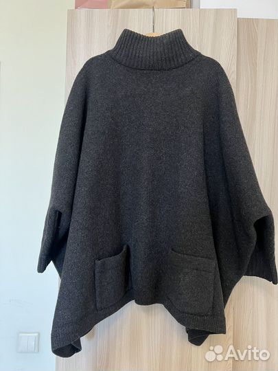 Шерстяное пончо графитового цвета