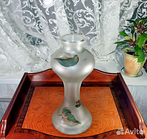 Ваза для цветов дымчатое стекло Чехия