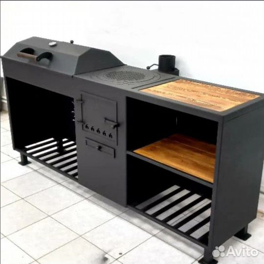 Мангал с печью и барбекю 4в1