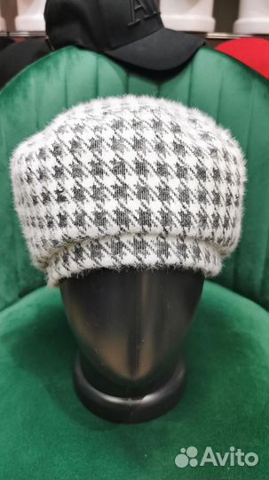 Берет женский осенний с принтом гусиная лапка