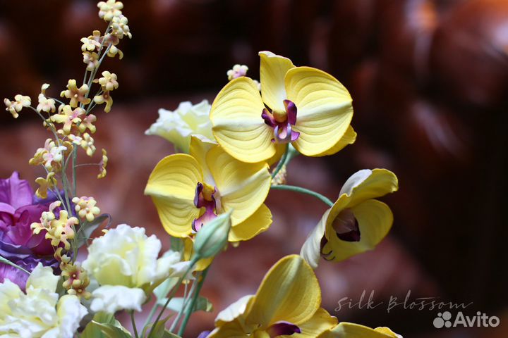 Интерьерный букет из шелка и бархата