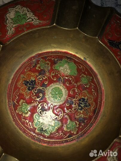 Большая латунная пепельница Индия