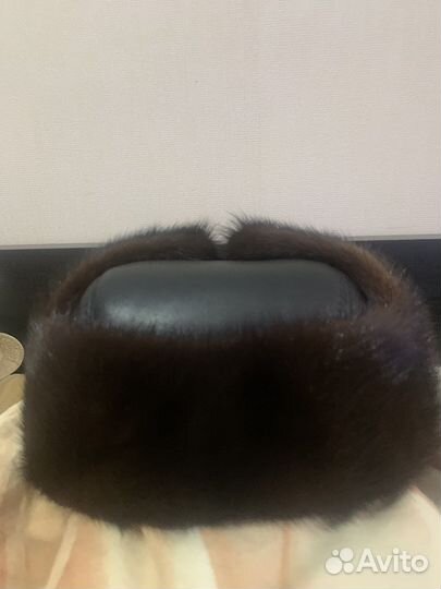 Шапка-ушанка норковая с кожей 56 - 58 размера